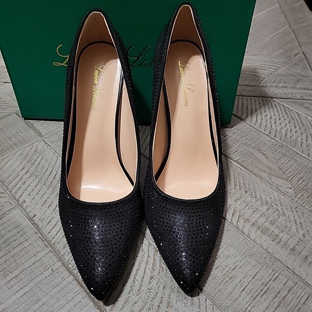 Lauren Lorraine Heels Black Pewter Rhinestone NIB Stiletto Pumps - Picture 3 of 10
